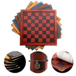 Chess Games Chess Board 9 Colors Embossed Design Leather Table Game Portable Universal Luxury Checkers Chess Intellectual Toy Gift 231031