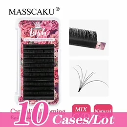 Falska ögonfransar Masscaku 10 PCS Easy Fanning Blooming individuella ögonfransar Förlängning Rysk volym Auto Fan Eyelashs Natural Cilia Silk Lashes 231031