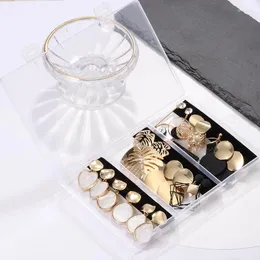 Dangle Earrings 10Pcs/Sets Box Korean Statement For Women Geometric Gold Color Drop 2023 Trend Fashion Kolczyki Jewelry Gifts