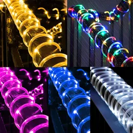 Julekorationer 8 lägen 5m 50LED Multicolor Rope Tube String Fairy Lights Batterifattig utomhusparti Högkvalitativ ljus 231030