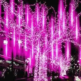 Decorazioni natalizie 3050cm LED Meteor Shower Rain Lights String natalizio Impermeabile Luce da giardino Decorazione di nozze Festa 231030