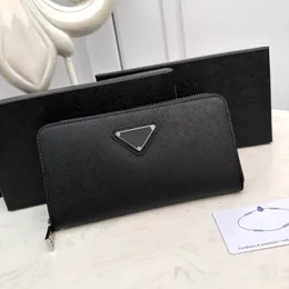 Portafogli da uomo di alta qualità Portafoglio di design ZIPPY P Porta carte di credito nero Portafoglio di moda classico lungo in vera pelle Borsa con cerniera in pelle di vacchetta con scatola