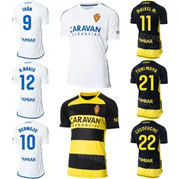 23/24 Real Zaragossa Soccer 21 Antonio Moya Jersey Club 20 Victor Mollejo 1 Christian Alvarez 10 Sergio Bergio Lillo 19 Koszulki piłkarskie Manu Vallejo Black White