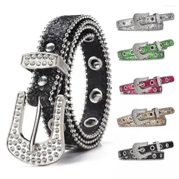 Belts Sequin Hollow Out Air Hole Waist Belt Metal Pin Buckle PU Leather Rhinestones Studded Jeans Decoration Waistband DIY