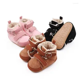 Boots 0-18M Born Baby Girls Snow Winter Cute Ankle Warm Infant Walking Shoes Anti-slip Rubber Sole Sneakers