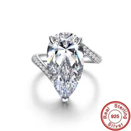 Woda Drop 15ct Moissanite Diamond Pierścień 100% prawdziwy 925 Srebrny Srebrny Pierścień Wedding Pierścienia dla kobiet biżuteria ślubna 236M