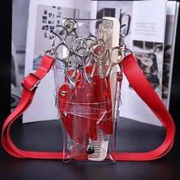 Hair Salon 9 Color Transparent Hairdressing Scissors Bag Salon Holster Pouch Holder Storage Hairdressing Styling Tools Messenger Bag 231030