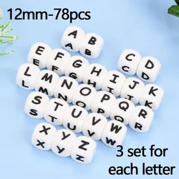 Teathers Toys Lofca 78pcs Silicone Alphabet Beads Cube 1Set Letter Beads BPA Free Food Grade Netclace Making DIY Baby Teether 231031