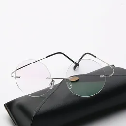 Solglasögon Ultralight Titanium Alloy Vintage Round Rimless See Near and Far Progressive Multifocal Reading Glasses 1 1,5 2 2,5 3 till 4