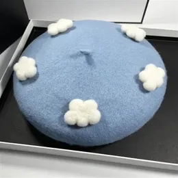 Berets RH Handgemachte süße weiße Wolken Wollfilz Französische Berets Frühling Winter Künstler Warme Malerhüte als Geschenk 231031