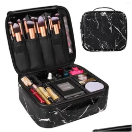 Andra massageföremål Makeup Brushes Bag Travel Portable Cosmetic Brush Storage Marble Women Make Up Lip Organizer Fall för Box Drop D DH568