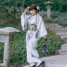 Roupas étnicas Mulheres Japonesas Tradicionais Quimono Modificado Yukata Tinta Pintura Imprime Vestido Longo Pogal Wear Cosplay Traje 9 Pcs Set