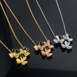 Designer sieraden van hoge kwaliteit Van-Clef Arpes eenvoudige drie bloemen ketting sleutelbeen ketting damessieraden