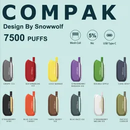 Compak Design autor: Snowwolf Oryginalny 7500 dmuchy jednorazowe wapki vapes jednorazowe puff 5% e-papieros 650 mah type-c cewka z siatki 12