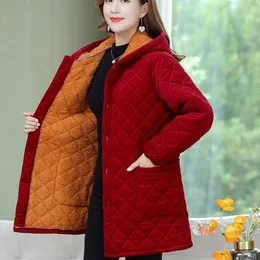 Vrouwen Trenchcoats Moeder Kleding Katoenen Jas 2023 Herfst Winter Jas Gewatteerde Verdikte Effen Kleur Pocket Bont Vrouwen parka