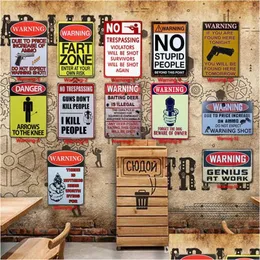 Pittura su metallo Avvertimento Tin Painting Toilette Cucina Bagno Decor Poster Bar Pub Cafe Retro Metal Sign Home Restaurant Segni vintage B Dhfjg