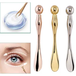 Metall ansiktsmassage stick anti rynka ögon grädde applikator mask blandar spatlar skopa ögon massage skönhet bar ansiktsvård verktyg
