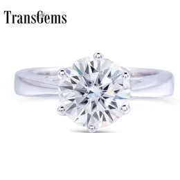 Transgems 2 CT CT 8mm 약혼 웨딩 Moissanite Ring Lab 성장 여성을위한 다이아몬드 반지 925 여성용 스털링 실버 Y200227E