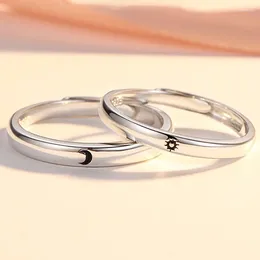 Anéis de cluster Sun Moon Casal Conjunto Aberto Anel Ajustável Cada Amantes Circlet Minimalista Noivado Casamento Dedo Jewlery Presente