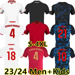 S-4XL 23 24セビラサッカージャージーセルジオラモスISCO FCラメラパプゴメスI.Rakitic L.Ocampos J.Navas Suso Munir Football Shirts Nesyri 2023 2024 Men Kits Kids Equipment