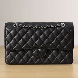 10a designers de qualidade de espelho retro Retro Crossbody para mulheres pretas de couro genuíno mãos mãos altas bolsa feminina malha de corrente cara