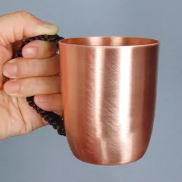 Handcrafted Pure Copper Beer Coffee Mug With Retro Weave Handle Thickened Polishing 260 Breakfast Couples Gift Cup Drinkware