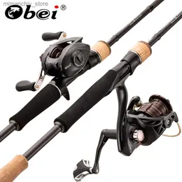 Boat Fishing Rods Obei Travelfising Casting Spinning Fishing Rod and Fishing Reel Combo 1.98/2.1/2.4m Lure Bass Travel Rod Baitcasting Carp Reel Q231031