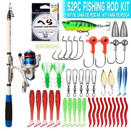 Fishing Accessories Telescopic Rod and Spinning Reel Combo Set with Line Lures Kit for Saltwater Freshwater 231030