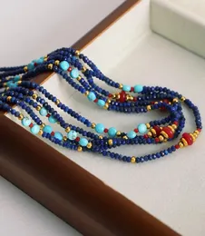 Choker Minar INS Fashion Blue Natural Stone Turquoise Crystal Beaded Necklaces For Women 18K Gold PVD Plated Titanium Steel Chokers