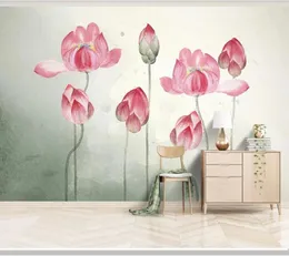 壁紙Papel de Parede Chinese Style Abstract Ink Lotus Retro 3D Wallpaper Mural Living Room TV The Bedroom Wall Papers Home Decor