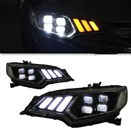 Bilstrålkastare för Honda Fit GK5 Strålkastare Jazz 14-20 Mustang Styling LED Daytime Lights Dual Projector Drl Front Lamp