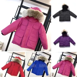 2023 Vinterdesigner Kids Coat Down Jacket For Boys Real Raccoon Päls Tjock varm baby Ytterkläder Rockar 2-12 pojkar flickor jackor år barn mode tonårsparka