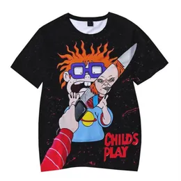 어린이 놀이 Chucky 3d Print T 셔츠 남성 여성 여름 패션 캐주얼 힙합 티셔츠 공포 영화 Harajuku Streetwear Funny T1937