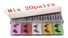 3D Mink kirpikleri Renkli sahte kirpik ambalaj kutusu, çok renkli taban kartı el yapımı tüm makyaj gözü ile toplu 10 stilde