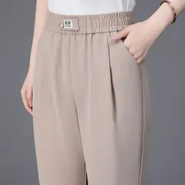 Spodnie damskie Summer Solid Solid High talia Harun Ice Nine Point swobodne luźne luźne spodni mody