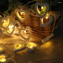 Dekoracje świąteczne drewniany sznur lekki z oświetleniem w kształcie serca