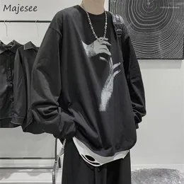 Męskie koszulki T-shirty Mężczyźni Koreański styl modny moda O-Neck Autumn Design Drink Mleeve Druk zwykły harajuku codziennie ST270J