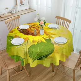 Tischdecke, Sonnenblumen-Blumen-Motiv, rund, für Festivals, Esszimmer, wasserdicht, für Hochzeit, Party, Dekoration