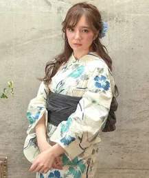 Abbigliamento etnico Kimono giapponese da donna stile tradizionale tessuto in puro cotone turismo Po Yukata