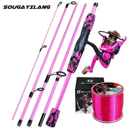 Fishing Accessories Sougayilang Portable 5 Sections Rod and 1000 3000 Series Spinning Reel Combo with Braided Line Fisihing Set 231030