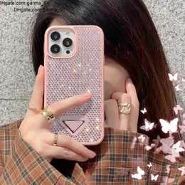 Rhinestone Telefon luksusowe etui projektanta moda żółty różowy wzór shockproof odporna na okładkę powłoki dla iPhone'a 14 Pro Max 13 plus 12 111