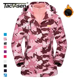 レディースジャケットTacvasen 3 in 1 Fleece Lining Jackets女性冬のスキースノーボードジャケットフード付きコート風防水抵抗ハイキングパーカー231030