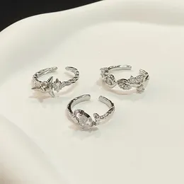 Anéis de cluster irregular personalidade cristal estilo coreano aberto para mulheres gótico y2k acessórios anel de dedo elegante jóias atacado