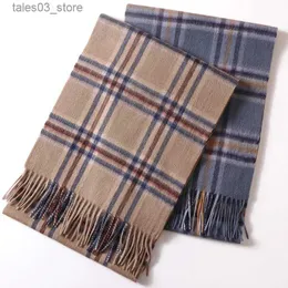 Écharpes Automne et hiver nouvelle écharpe pour hommes chaud et épais coréen plaid long bavoir jeune étudiant boîte-cadeau d'affaires Q231031