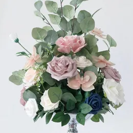 Flores decorativas guia de casamento buquê de flores simulação jantar romântico mesa de jantar navio da gota