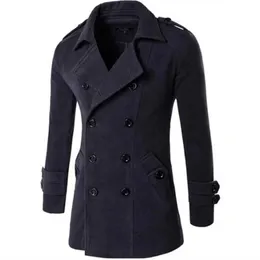 Herrgravrockar män brittisk stil dubbel breasted top coat mens long masculino manlig kläder klassisk drop overcoat04do