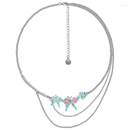 Colares pingentes eetit moda azul resina vidro borboleta em camadas empilhamento colar colar requintado colar feminino festa jóias 2023