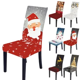 Okładki krzesełka na Boże Narodzenie Święty Mikołaj Cover Stretch Kitchen Room Fat Fase Xmas Slipcover Decor Home