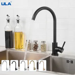 Kitchen Faucets ULA Black Gold Faucet Mixer Cold Water Tap Nozzle Stainless Steel 360 Rotate Deck Mount Sink Taps 231030