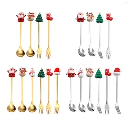 Dinnerware Sets Xmas Spoons Forks Set Tasting And Pastry Tea Spoon For Sugar Fruits Mixing Coffee House Salad